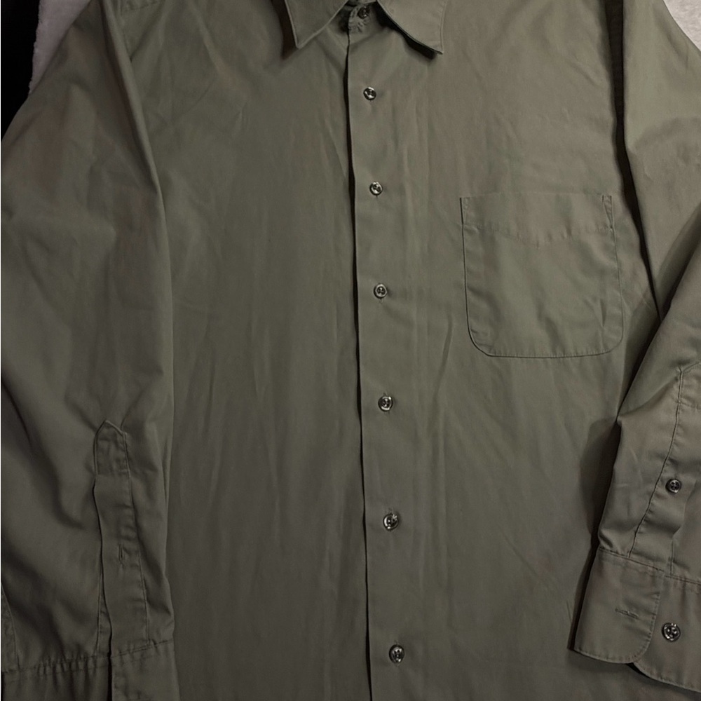 Geoffrey Beene Dress Shirt Mens Large 16-16.5 32/33 Olive Green Button Up